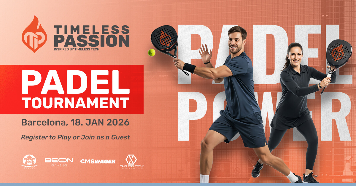 Pista de pádel en Barcelona con jugadores preparándose para el Torneo de Pádel Timeless Passion 2026, un evento de networking previo a ICE organizado por Timeless Tech.