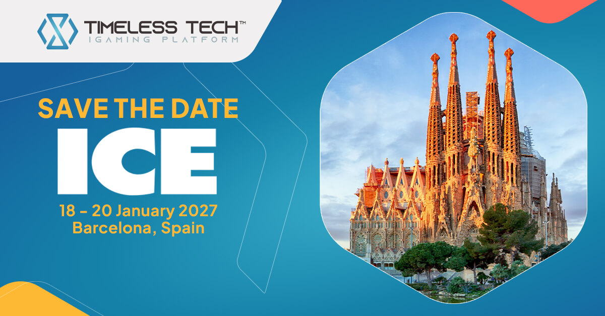 Timeless Tech save-the-date banner for ICE Barcelona, 18–20 January 2027, featuring Barcelona’s Sagrada Família.