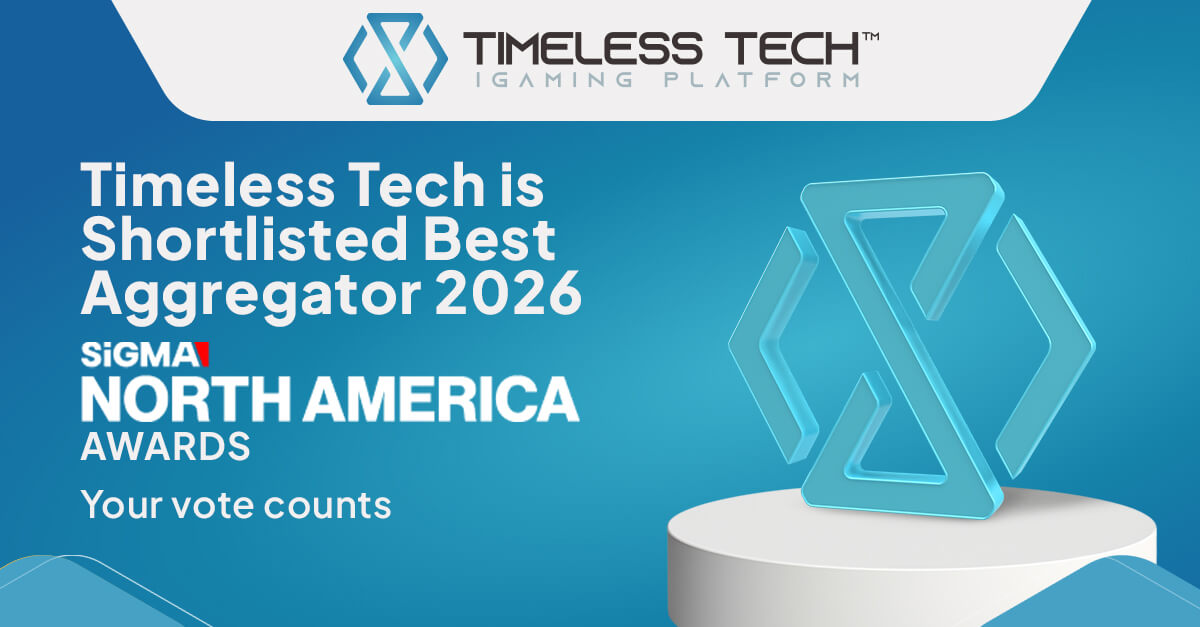 Timeless Tech shortlisted for Best Aggregator 2026 at the SiGMA North America Awards, with a call to vote.