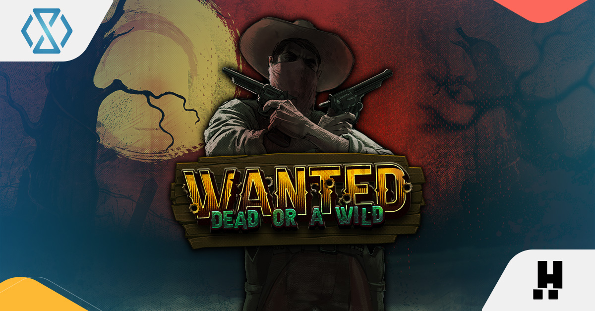 Banner for the review of the Wanted Dead or a Wild slot game by Hacksaw Gaming, featuring exciting Wild West graphics.